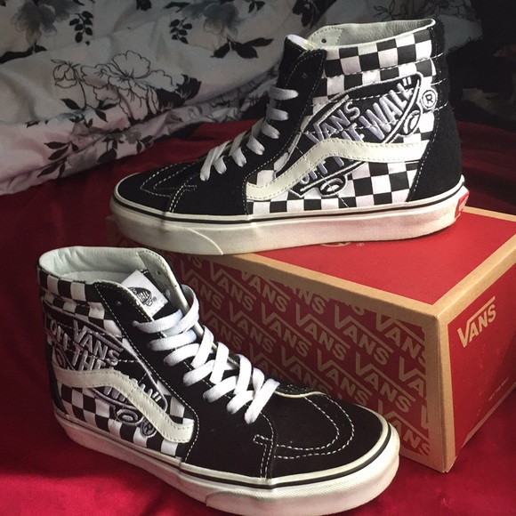 red checkered high top vans